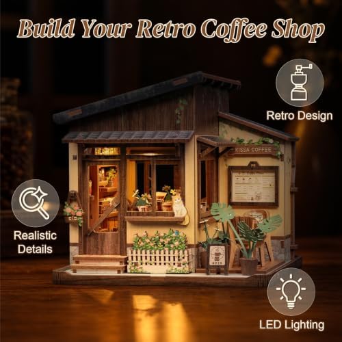 Cutefun Book Nook Kits for Adults, DIY Miniature House Kit Coffee Shop - Image 3