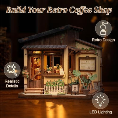 Cutefun Book Nook Kits for Adults, DIY Miniature House Kit Coffee Shop - Image 3