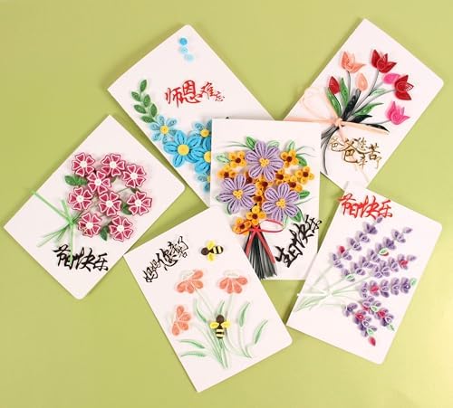 Wizardi Greeting Card Making Kit. Lilac Flowers DIY Quilling Kit F07M3-5-FL1 - Image 5