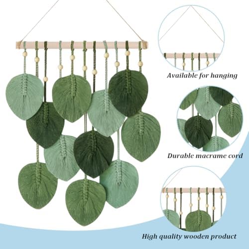 FREEBLOSS Macrame Leaf Wall Hanging Kit Boho Leaves Macrame Tapestry Macrame Kit for Beginners Handmade Woven Hanging Tapestry Bohemian Macrame Wall Art for Living Room Bedroom - Image 3