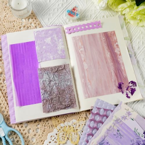 50 Sheets Purple Scrapbook Paper, A5 Scrapbooking Textured Decor Papers - Image 5