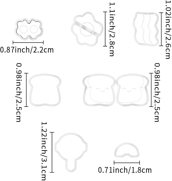 Xaekicr 8Pcs Breakfast Theme Polymer Clay Cutters Set – Toast, Bacon, Egg Shapes | Fun Clay Earring Cutters | Polymer Clay Molds for Jewelry Making | Clay Tools for DIY Crafts