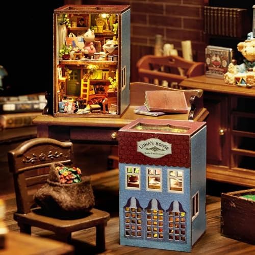 DIY Miniature Dollhouse Kit, Creative Wooden Doll House Craft Model with LED and Furniture for Christmas Birthday Gift (QH004) - Image 3