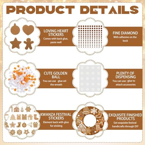 472 Pcs DIY Christmas Craft Kits Xmas Tree Wreath Craft Gingerbread Men Bell Snowflakes Wreath Arts Christmas Hanging Ornaments with Gingerbread Houses Gift Boxes Sticker for Xmas Indoor Outdoor Decor - Image 6