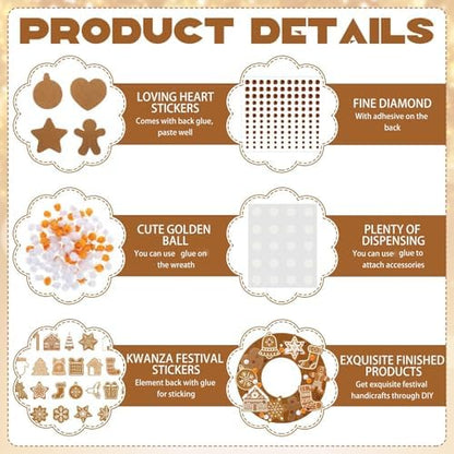 472 Pcs DIY Christmas Craft Kits Xmas Tree Wreath Craft Gingerbread Men Bell Snowflakes Wreath Arts Christmas Hanging Ornaments with Gingerbread Houses Gift Boxes Sticker for Xmas Indoor Outdoor Decor - Image 6