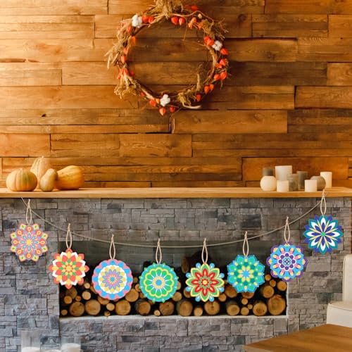 Blosssound 40 Pcs Unfinished Wood Mandala to Paint, Fresh - Image 5