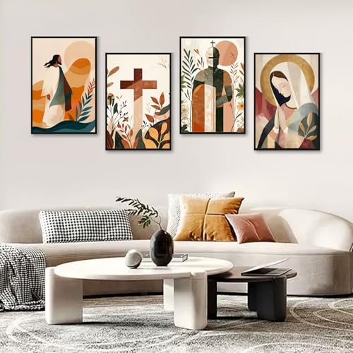 4 Pack Framed Paint by Numbers Kit for Adults, Christian, 8 x 12 Inch - Image 2