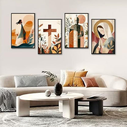 4 Pack Framed Paint by Numbers Kit for Adults, Christian, 8 x 12 Inch - Image 2