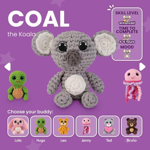 Cookie Box Crochet Kit for Beginners, Koala Coal - Image 3