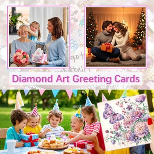 6 Packs Diamond Art Cards Kit, Diamond Painting Greeting Cards with Envelopes, DIY Card Making Kits for Adults, Gifts for Families, Friends, Partners (Butterfly) - Image 3