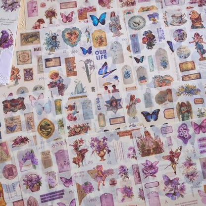 Pre-Cut Vintage Stickers for Journaling, 550+ Washi Sticker Book for Scrapbooking Ephemera for Junk Journal Supplies, Aesthetic Butterfly Flower Label Scrapbook Stickers for Adults DIY Arts Crafts - Image 3