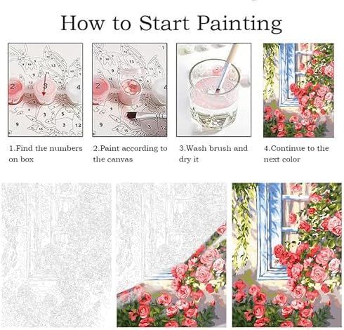 ZRIZQ Paint by Numbers Kit for Adults Beginner,Flowers Window,16x20 - Image 5