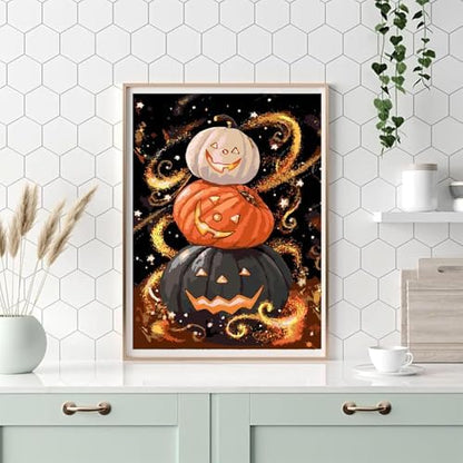 NEGEKFKX Halloween Pumpkin Paint by Numbers Kit for Adults Beginner with Frame,Horror Easy Adult Paint by Number Kits on Canvas DIY Painting for Beginners Art by Numbers for Home Wall Decor 12x8 Inch - Image 5