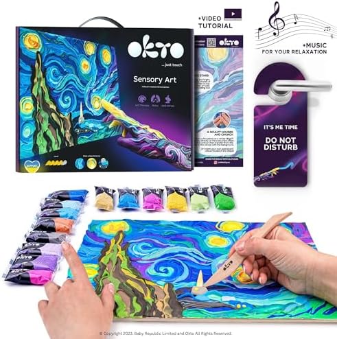 Okto Art Kit | Arts & Crafts DIY Painting with Modeling Clay Kit for Painting Painting Kits for Adults for Home Decoration | Air Dry Clay for Adults | Arts and Crafts Gifts, Blue - Image 2