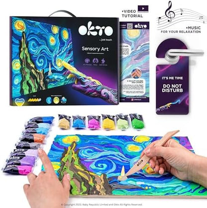 Okto Art Kit | Arts & Crafts DIY Painting with Modeling Clay Kit for Painting Painting Kits for Adults for Home Decoration | Air Dry Clay for Adults | Arts and Crafts Gifts, Blue - Image 2
