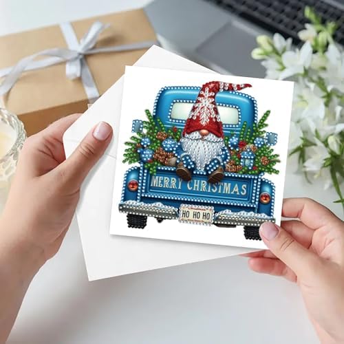 6Pcs Christmas Greeting Card DIY Diamond Art Painting Greeting Cards Blessing Folding Card Kit with White Envelopes Diamond Arts Crafts for Birthday Festival Gift-Goblin03 - Image 3
