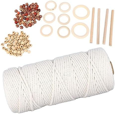 Yosoo Macrame Kits for Adults Beginners with Cotton Cord, Wooden Beads, Rings and Sticks, DIY Craft Supplies for Wall Hanging, Plant Hangers, Tapestries, Home Decor by Yosoo