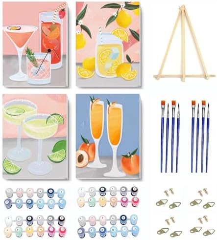 VIGEGU 4 Pack Paint by Numbers Kit for Adults Beginner with Frame by VIGEGU