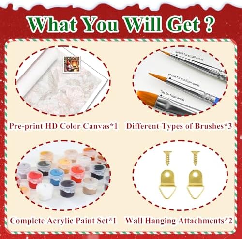 Christmas Paint by Number Kits for Adults, Paint by Numbers Kit for Adults - Image 6