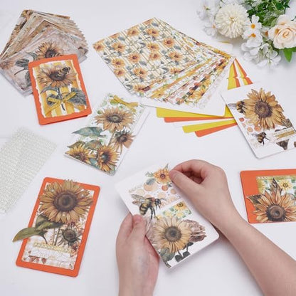 WEBEEDY 15 Sets DIY Greeting Card Kit Handmade DIY Card Making Kits Includes 15 Blank Cards 15 Envelopes for DIY Craft,Sunflower Thank You Cards Making for Christmas Birthday Wedding Invitation - Image 4