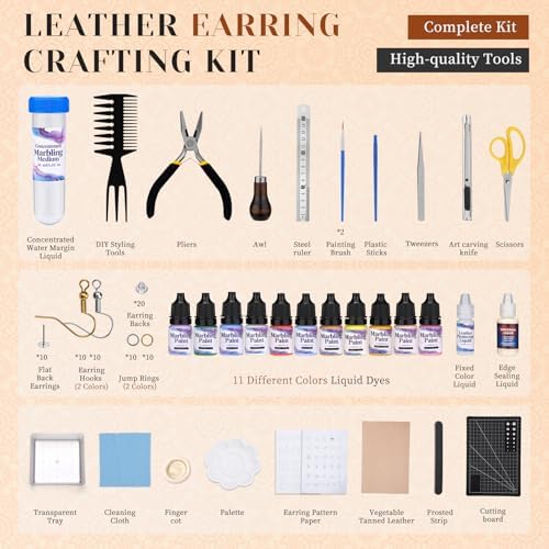 Leather Crafting Kit Leather Earrings Making Kit with Step-by-Step Tutorial - Image 2