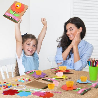 Motipuns 24 Sets Mother's Day Flower Card Making Kits Mother's Day DIY Craft Make Your Own Greeting Card Making Kit Flower Craft Mom Gift Party Decor Fun Home Activities - Image 5