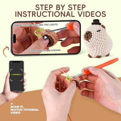 Crochet Kit for Beginners, Capybara Animal Kits for Adults, Amigurumi Set - Image 4