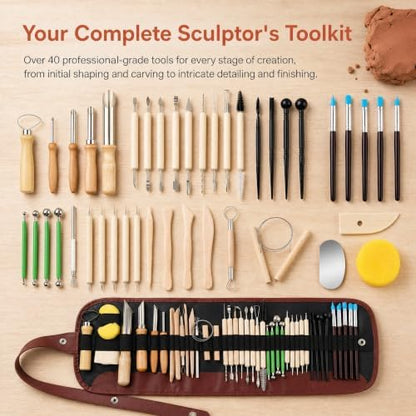 42 PCS Clay Tools Kit, Pottery Sculpting Tools for Carving, Molding, and Shaping Clay Crafts, Ideal for Beginners, Hobbyists, and Artists - Image 3