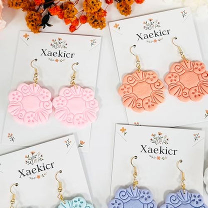 Xaekicr Floral Wreath Polymer Clay Cutters for Earrings – Clay Earring Cutters Set with Nature Pattern, Clay Tools for DIY Jewelry Making - Image 4