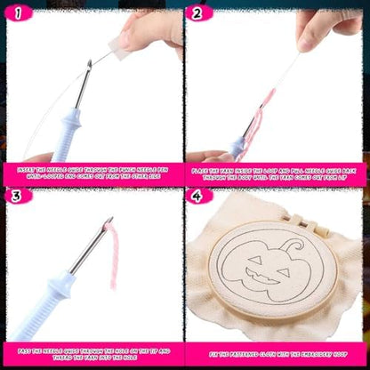Yaomiao 6 Pcs Halloween Punch Needle Coaster Kit for Beginners Adults - Image 3