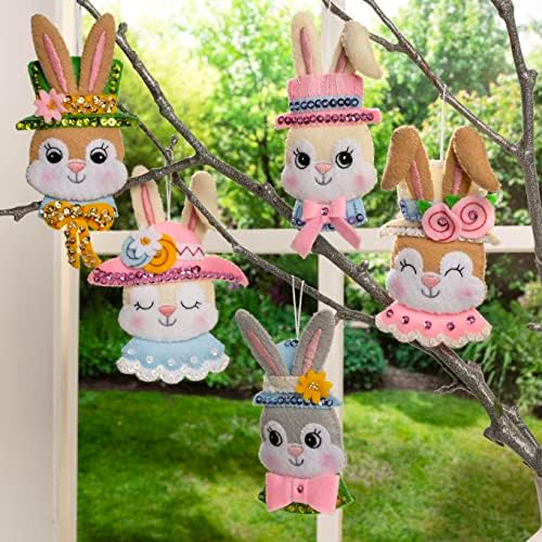 Bucilla Felt Applique 6 Piece Ornament Making Kit, Easter Bonnet Parade, Perfect for DIY Arts and Crafts, 89578E - Image 6