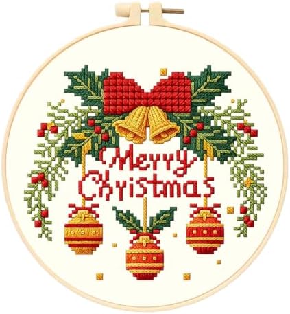 Christmas Bells Embroidery Kits for Beginners with Christmas Pattern by WUSARPLY
