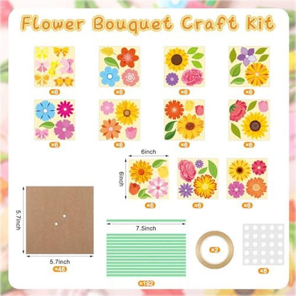 Motipuns 48 Set Flower Bouquet Craft Kit DIY Flower Mother's Day Paper Crafts Floral Bouquet Gifts Teacher Thankful Making Kit for Mothers Day Graduation Classroom Decoration Home School Activity - Image 3