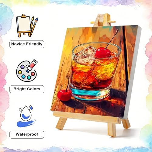 TBAIRO 4 Pack Framed Paint by Numbers Kit for Adults Beginner Cocktail DIY Painting Kits for Adults Cocktail Easy Adult Paint by Number Kits on Canvas for Wall Art Decor 8x12 Inch - Image 2