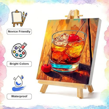 TBAIRO 4 Pack Framed Paint by Numbers Kit for Adults Beginner Cocktail DIY Painting Kits for Adults Cocktail Easy Adult Paint by Number Kits on Canvas for Wall Art Decor 8x12 Inch - Image 2
