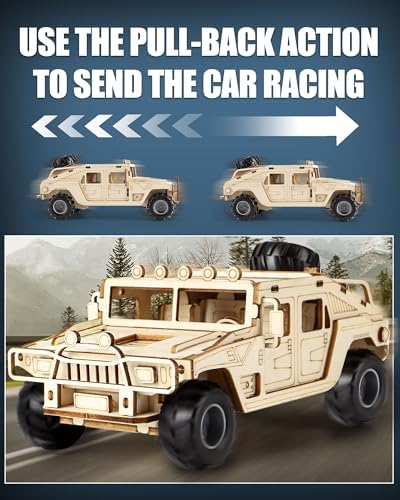 3D Wooden Puzzles Off-Road Model Car Kits to Build for Adults - Image 4