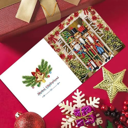 jinglinhh 6pcs Diamond Art Painting Christmas Nutcracker Snowy House Greeting Cards with Envelopes, DIY Card Making Kits for Adults, Diamond Art Postcards Christmas Cards Craft Gifts - Image 6