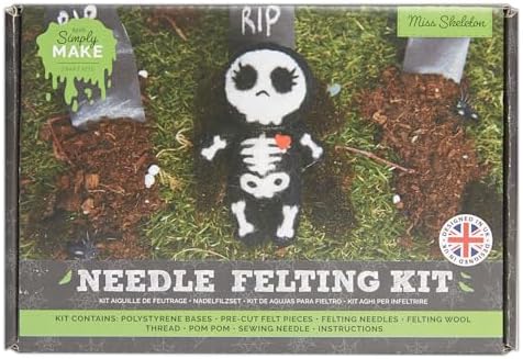 Simply Make Needle Felting Kit Halloween Miss Skeleton, Including Wool, Needles, Tools, for Beginners, Needle Felting Craft Kits, Starter Hobby Craft, Decoration, Gift, Hobbies for Crafty Enthusiasts by Simply+MAKE