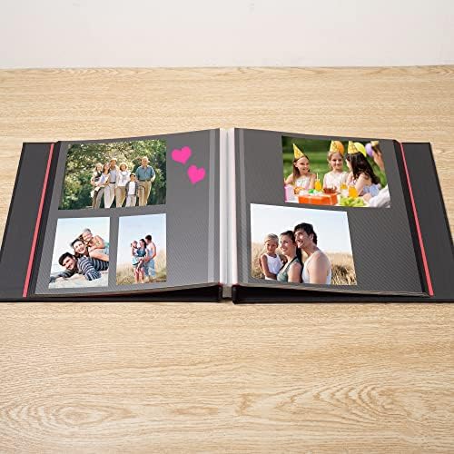Photo Album Self Adhesive Scrapbook 3x5 4x6 5x7 6x8 Magnetic Album DIY Scrap Book 11x10.6 Inch 40 Black Sticky Pages Linen Cover DIY Photo Album(Black) - Image 3