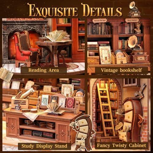 CUTEBEE Book Nook Kit, British Bookstore DIY Miniature House Dollhouse Kit - Image 6