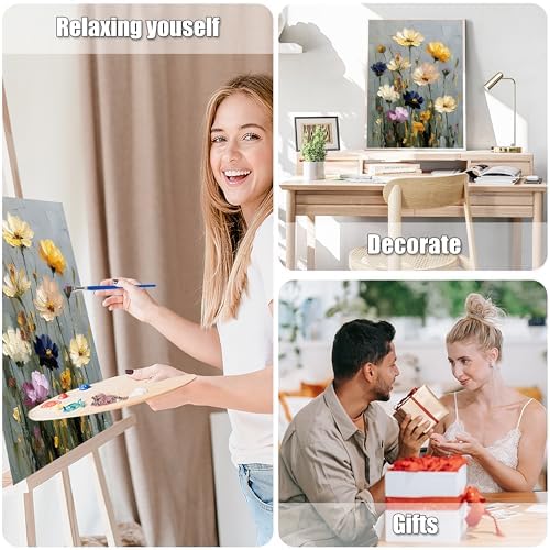 Ausanrl Flowers Framed Paint by Numbers Wooden Easel - Adult Paint by Number Kits on Canvas Framed, Floral Paint by Numbers with Frame,Gifts and Home Wall Decor 12x16inch - Image 7