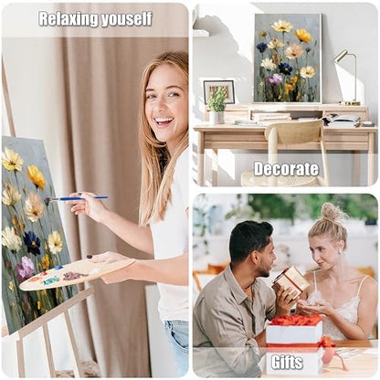 Ausanrl Flowers Framed Paint by Numbers Wooden Easel - Adult Paint by Number Kits on Canvas Framed, Floral Paint by Numbers with Frame,Gifts and Home Wall Decor 12x16inch - Image 7