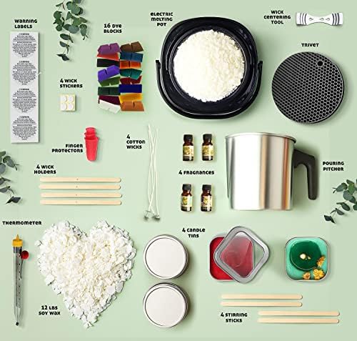 Soy Candle Making Kit - 2LB Soy Wax & 58 PC DIY Kit for Adults & Kids, Includes Electric Wax Melter, Candle Wicks & More - Image 2