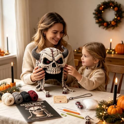Fantasy Hood Hat DIY Crochet Kit Series for Beginners (Skull) - Image 4