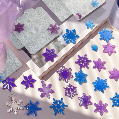 Snowflake Earring Mold, in Pairs Christmas Earring Molds with Hole - Image 3