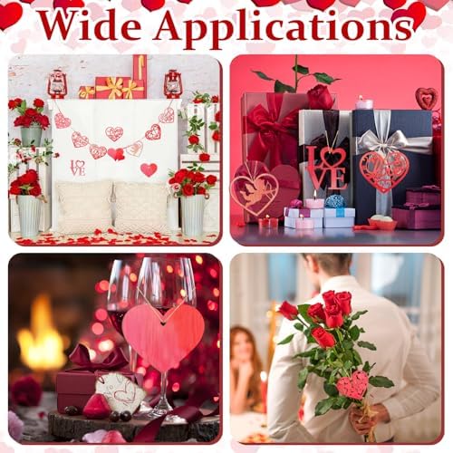 80PCS Wooden Heart Ornaments to Paint Valentine's Day Craft,10 Styles DIY Blank Unfinished Wood Heart Cutouts Ornament for Crafts Spring Tree Hanging Decorations Love - Image 5