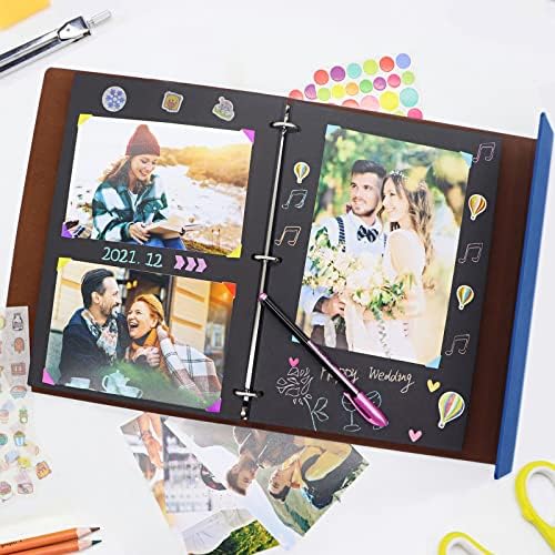 ZEEYUAN Scrapbooking Kits 8.5x11 inch Leather Journal Scrapbook Album DIY Photo Album Family Scrapbook Gift for Couples Anniversary - Image 5