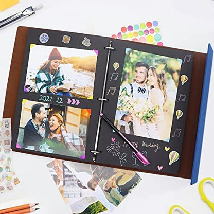 ZEEYUAN Scrapbooking Kits 8.5x11 inch Leather Journal Scrapbook Album DIY Photo Album Family Scrapbook Gift for Couples Anniversary - Image 5