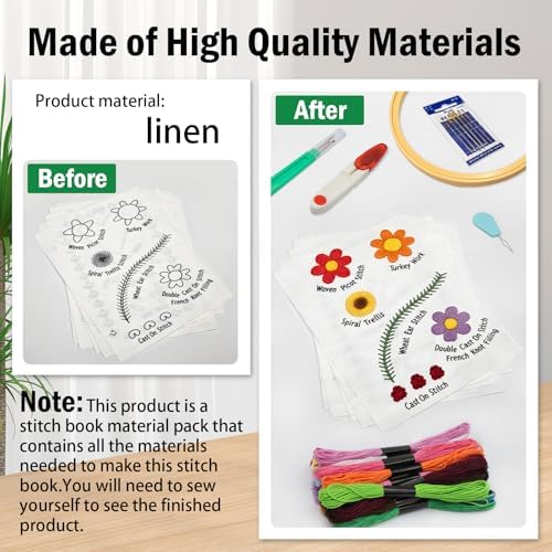 Upgraded Embroidery Stitch Book Kit, 106 Patterns DIY Book Embroidery Kit - Image 3