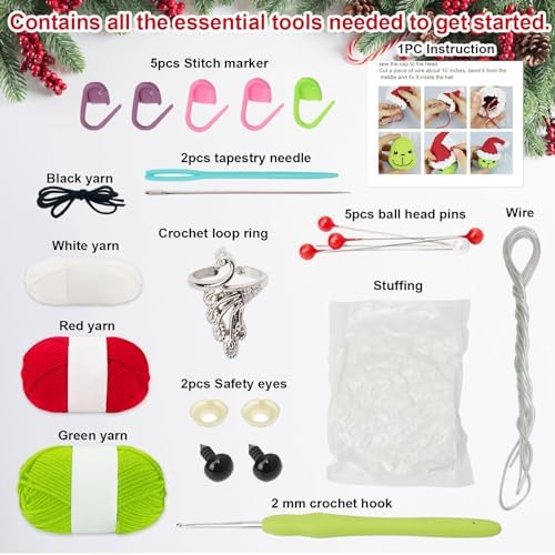 ALODNY Crochet Kit for Beginners,Christmas Crochet Kit for Beginners Adults,Knitting Kits Hooks Yarn Set with Step-by-Step Video Tutorials - Image 3